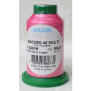 ISACORD 40 #9923 Variegated RASPBERRIES & CREAM 1000m Machine Embroidery Sewing Thread