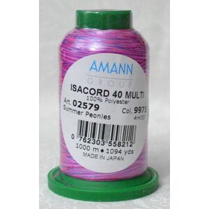 ISACORD 40 #9973 Variegated SUMMER PEONIES 1000m Machine Embroidery Sewing Thread