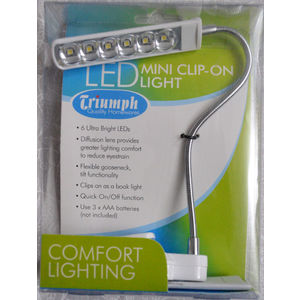 Triumph Mini LED Clip On Light, 6 Ultra Bright LED's, Difusion Lens, White Body