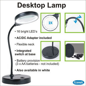 Triumph 18 LED Desktop Magnifying Lamp, Gooseneck, BLACK