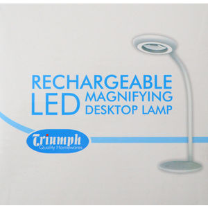 Triumph Rechargeable 3x Magnifying Desk Lamp Flexible GooseNeck, Stepless Dimmer