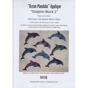 Batik Australia Applique Pattern, Ocean Mandala Dolphin Blocks