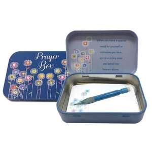 Flowers Tin Prayer Box, 98 x 60mm, With Mini Pencil &amp; Note Pad