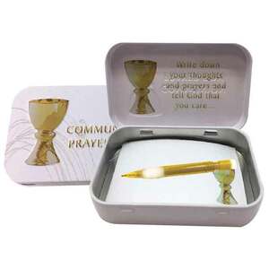 Communion Tin Prayer Box, 98 x 60mm, With Mini Pencil &amp; Note Pad