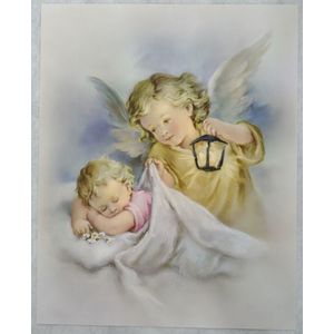 GUARDIAN ANGEL WITH LANTERN Religious Print, 10&quot; x 8&quot; (200mm x 250mm) GG - NLA