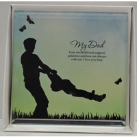 Silver Silhouette Plaque, My Dad, 150 x 150mm, Stand or Hang, Mirrored Giftware