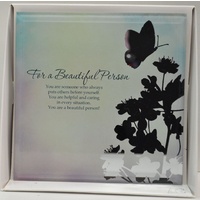 Silver Silhouette Plaque, BEAUTIFUL PERSON, 150 x 150mm, Stand or Hang, Mirrored Giftware