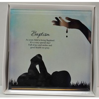 Silver Silhouette Plaque, BAPTISM, 150 x 150mm, Stand or Hang, Mirrored Giftware