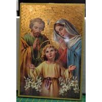 Holy Family, Gold Foiled Embossed Wood Plaque, Crafted In Italy, Beautiful Item