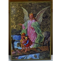 Guardian Angel Gold Foiled Embossed Wood Plaque, Crafted In Italy, Beautiful Item