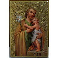 Saint Joseph, Gold Foiled Embossed Wood Plaque, Crafted In Italy, Beautiful Item
