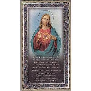 Gold Foiled Wood Prayer Plaque, Sacred Heart Of Jesus, Crafted In Italy