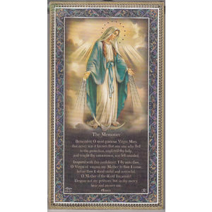 Gold Foiled Wood Prayer Plaque, MIRACULOUS - THE MEMORARE, Crafted In Italy