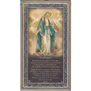Gold Foiled Wood Prayer Plaque, MIRACULOUS - THE MEMORARE, Crafted In Italy