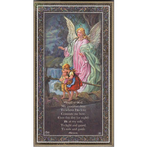 Gold Foiled Wood Prayer Plaque, GUARDIAN ANGEL, Crafted In Italy
