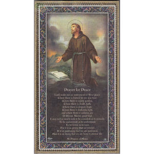 Gold Foiled Wood Prayer Plaque SAINT FRANCIS, PRAYER FOR PEACE, Crafted In Italy