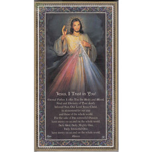 Gold Foiled Wood Prayer Plaque, DIVINE MERCY, JESUS I TRUST IN YOU, Crafted In Italy