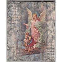 Guardian Angel, Vintage Look Wood Plaque, Crafted In Italy, 235mm x 190mm