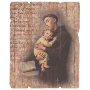 St. Anthony, Vintage Look Wood Plaque, Crafted In Italy, 235mm x 190mm