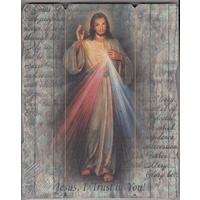 Divine Mercy, Vintage Look Wood Plaque, Crafted In Italy, 235mm x 190mm