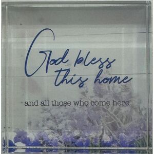 God Bless This Home Crystal Block 8cm x 8cm