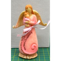 Angel Holding Girl, Christening Angel Statue, 100 x 65mm, Beautiful Gift Item, New and boxed
