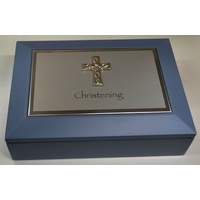 Christening Memories Box, Blue, 180 x 130 x 50mm, Great Gift Idea