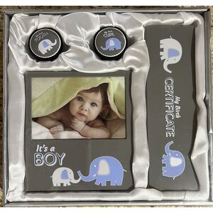 Noah&#39;s Ark Keepsake Gift Set - Boy, Frame, 1st Tooth &amp; Curl Holders Certificate Box