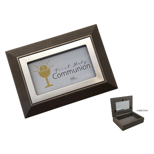 COMMUNION Keepsake Box, Wood Look, Charcoal Grey, 180 x 130 x 40mm