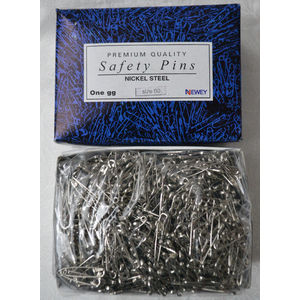 Newey Bulk Safety Pins No. 00, 23mm Silver Tone Nickle Steel, 1gg (1728pcs)
