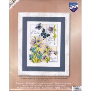 Vervaco BLUE BUTTERFLIES &amp; BLUE BELLS Counted Cross Stitch Kit PN-0146579