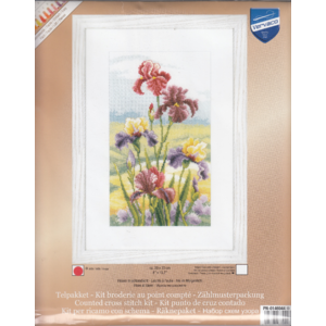 Vervaco IRISES AT DAWN Counted Cross Stitch Kit PN-0146944 (14 Count Fabric)