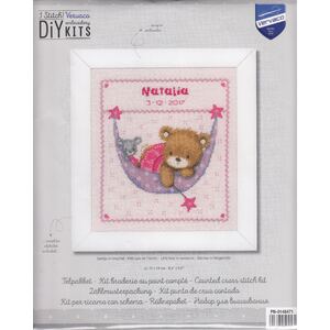 Vervaco LITTLE BEAR IN HAMMOCK Birth Record Counted Cross Stitch Kit PN-0148471