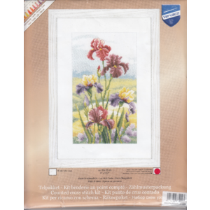 Vervaco IRISES AT DAWN Counted Cross Stitch Kit PN-0148482 (27 Count Fabric)