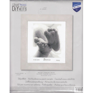 Vervaco LITTLE BABY FEET Birth Record Counted Cross Stitch Kit PN-0149170