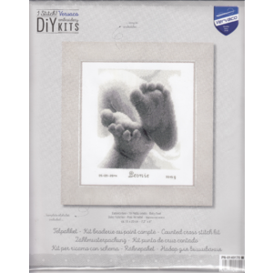 Vervaco LITTLE BABY FEET Birth Record Counted Cross Stitch Kit PN-0149170