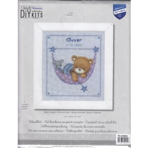 Vervaco LITTLE BEAR IN HAMMOCK Birth Record Counted Cross Stitch Kit PN-0150993