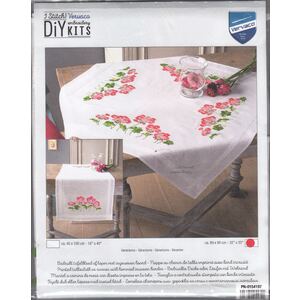 Vervaco GERANIUMS Table Runner Kit 80 x 80cm, PN-0154197