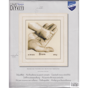 Vervaco BABY FOOT ON HAND Birth Record Counted Cross Stitch Kit PN-0156487