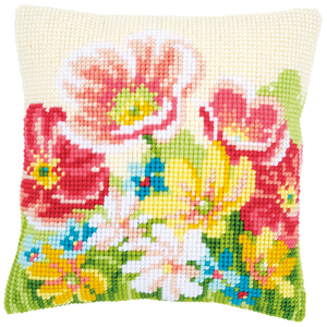 Vervaco SUMMER FLOWERS Cross Stitch Cushion Front Kit PN-0163860