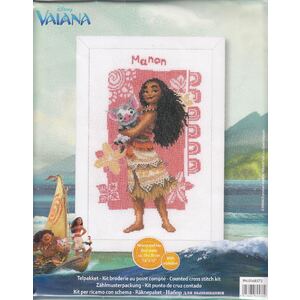 Vervaco DISNEY MOANA &amp; PUA Birth Record Counted Cross Stitch Kit PN-0168572