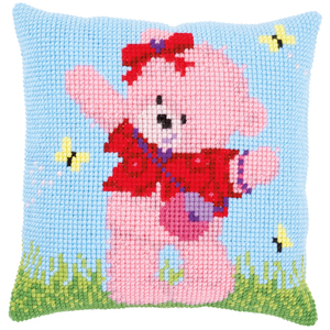 Vervaco POPCORN BRIE &amp; BUTTERFLIES Cross Stitch Cushion Front Kit PN-0172574