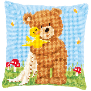 Vervaco POPCORN &amp; SOUFFLE THE DUCK Cross Stitch Cushion Front Kit PN-0172578
