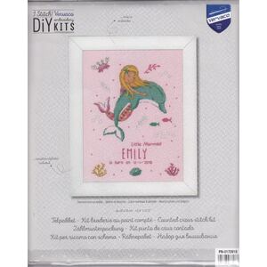Vervaco LITTLE MERMAID &amp; DOLPHIN Birth Record Counted Cross Stitch Kit PN-0172819
