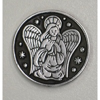 Guardian Angel Pocket Token With Message / Prayer, 31mm Diameter Metal
