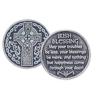 IRISH BLESSING Pocket Token With Message / Prayer 31mm Diameter Metal Oxide