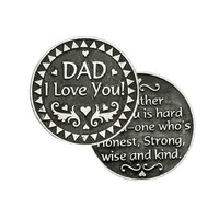 DAD I LOVE YOU, Pocket Token with Message, 31mm Diameter, Metal Oxide