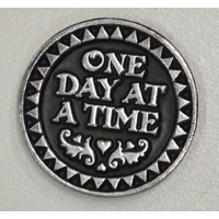 ONE DAY AT A TIME... Pocket Token With Message / Prayer 31mm Diameter Metal