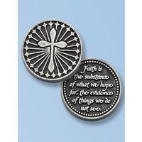 FAITH, Pocket Token With Message / Prayer 31mm Diameter Metal.