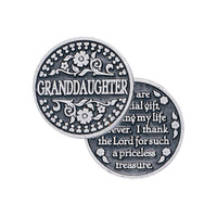 GRANDDAUGHTER Pocket Token With Message / Prayer 31mm Diameter Metal